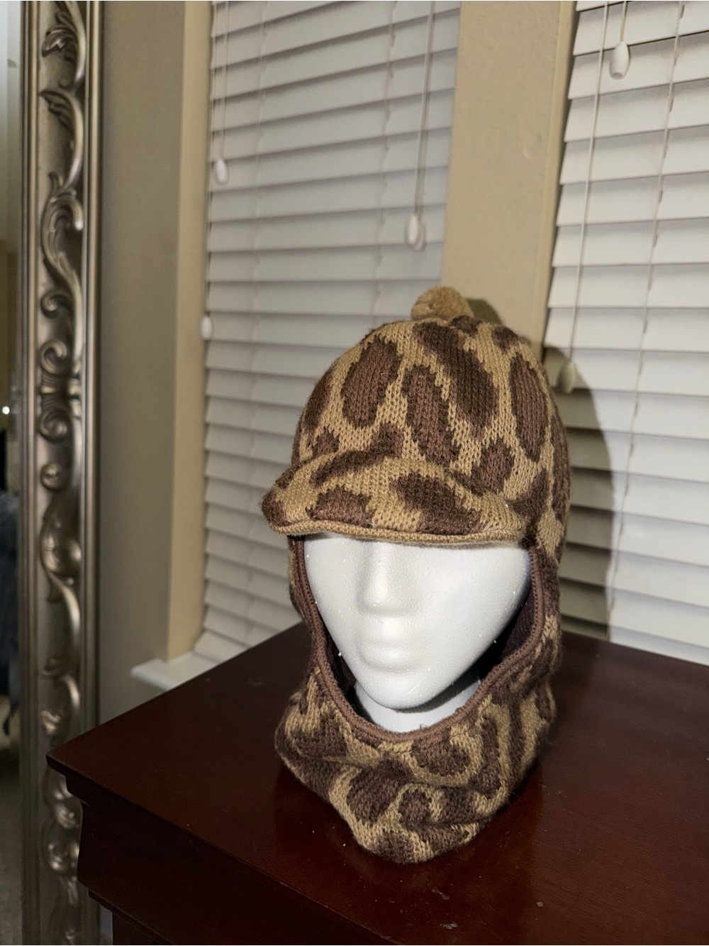 Brown Camouflage Wool Balaclava Cap